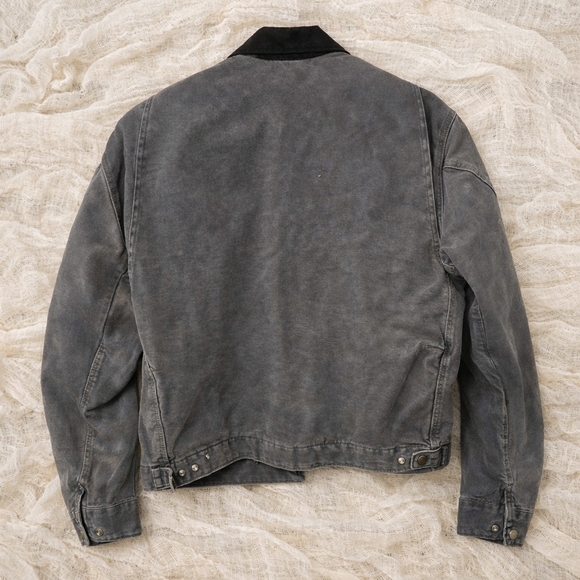 VTG Carhartt J97 PTL Detroit Jacket Petrol Gray Blanket Lined Duck Canvas Large - Picture 2 of 4